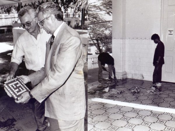 Ladrilhos com suásticas foram retirados do Palácio da Redenção em fevereiro de 1995 — Foto: Reprodução/Arquivo/Jornal A União