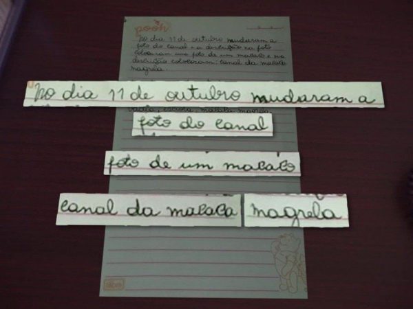 Menina escreveu no diário as ameaças e xingamentos que vem sofrendo nos últimos dias — Foto: Reprodução