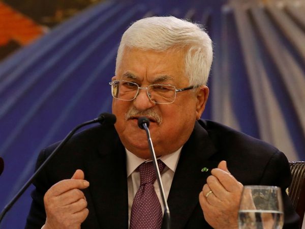 Palestinian President Mahmoud Abbas gestures as he delivers a speech following the announcement by the U.S. President Donald Trump of the Mideast peace plan, in Ramallah in the Israeli-occupied West Bank January 28, 2020. picture taken January