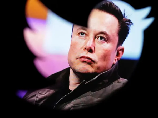 Illustration shows Elon Musk's photo and Twitter logo