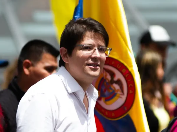 Colombian politician Miguel Uribe Turbay during the demonstrations against the reform proposals of Colombian president Gustavo Petro, in Bogota, Colombia, February 15, 2023. Reuters/Sebastian Barros/Proibida reprodução