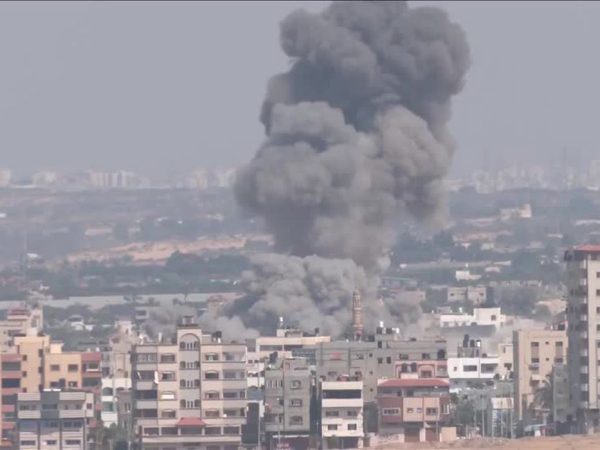 Thick smoke plumes cover Gaza skyline after Israeli strikes