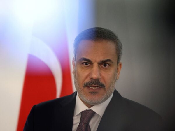 Chanceler turco Hakan Fidan em Sofia
 30/1/2024   REUTERS/Stoyan Nenov