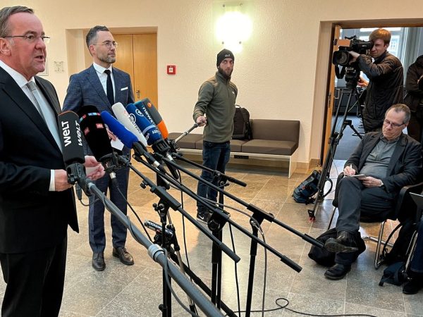 German Defence Minister Boris Pistorius makes statement in Berlin, Germany, March 3, 2024, on apparent eavesdropping of a call, after Moscow said a recording of German officers showed them discussing weapons for Ukraine and a potential strike by Kyiv on a bridge in Crimea.    REUTERS/Oliver Denzer