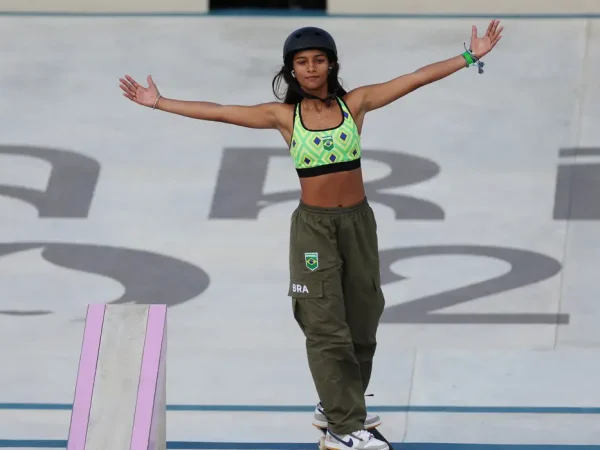Paris 2024 Olympics - Skateboarding - Women's Street Final - La Concorde 3, Paris, France - July 28, 2024.
Rayssa Leal of Brazil reacts during the final. REUTERS/Pilar Olivares