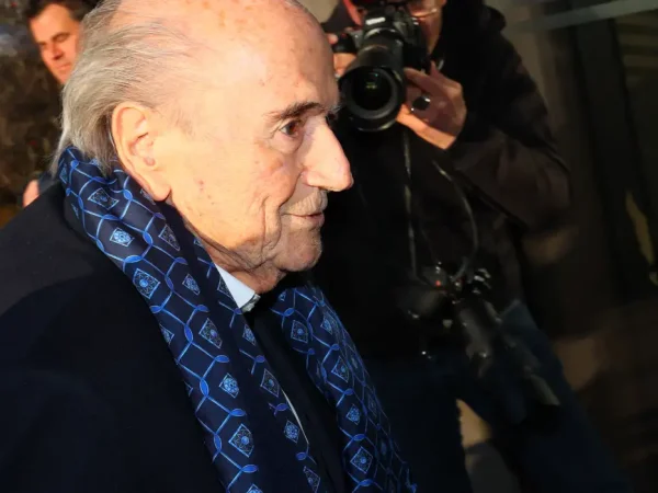 Soccer Football - Former soccer officials Sepp Blatter and Michel Platini appeal corruption charges in Swiss trial - Muttenz, Switzerland - March 3, 2025 Former FIFA President Sepp Blatter arrives at the tribunal for his appeal on corruption charges REUTERS/Denis Balibouse