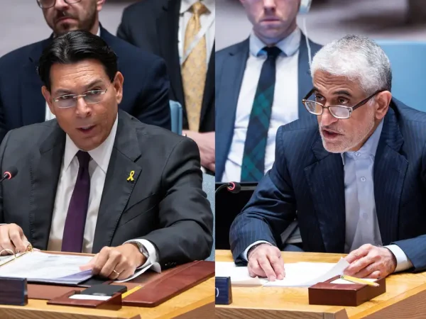 1 - Israel's Ambassador to the United Nations Danny Danon addresses delegates during a meeting of the United Nations Security Council, following U.S attack on Iran's nuclear sites, at U.N. headquarters in New York City, U.S., June 22, 2025. REUTERS/Eduardo Munoz

2 - Iran's Ambassador and Permanent Representative to the United Nations Amir Saeid Iravani addresses delegates during a meeting of the United Nations Security Council, at U.N. headquarters in New York City, U.S., June 17, 2025. REUTERS/Eduardo Munoz