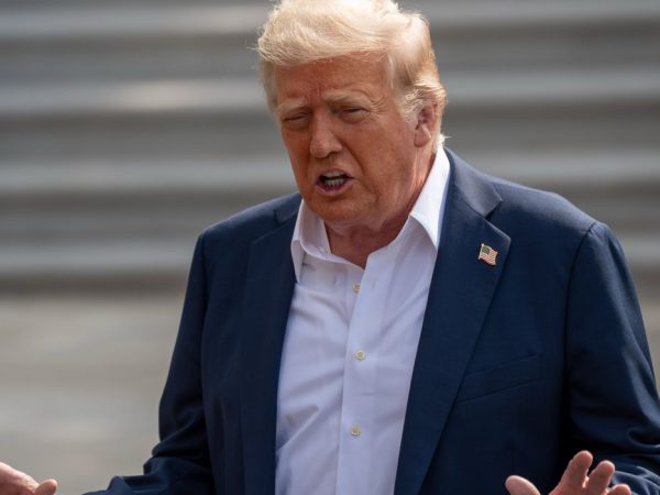 July 11, 2025, Washington, District of Columbia, USA: President DONALD TRUMP speaks to the press before heading to his helicopter for the start of a trip to Texas to review flood damage. (Credit Image: © Andrew Leyden/ZUMA Press Wire)