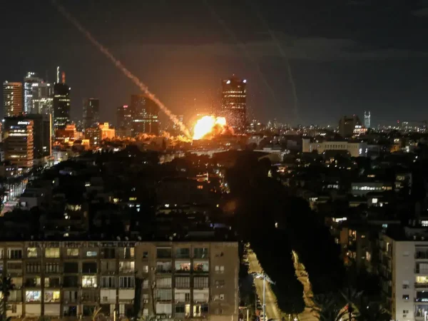 An explosion caused by a projectile impact after Iran launched missiles into Israel following Israel and the U.S. launched strikes on Iran, in Tel Aviv, Israel, February 28, 2026. REUTERS/Gideon Markowicz    ISRAEL OUT. NO COMMERCIAL OR EDITORIAL SALES IN ISRAEL     TPX IMAGES OF THE DAY