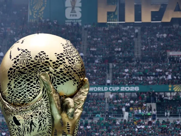 Soccer Football - FIFA World Cup 2026 - Group A - Mexico v South Africa - Estadio Azteca, Mexico City, Mexico - June 11, 2026 General view of a replica World Cup trophy during the opening ceremony before the match REUTERS/Kai Pfaffenbach