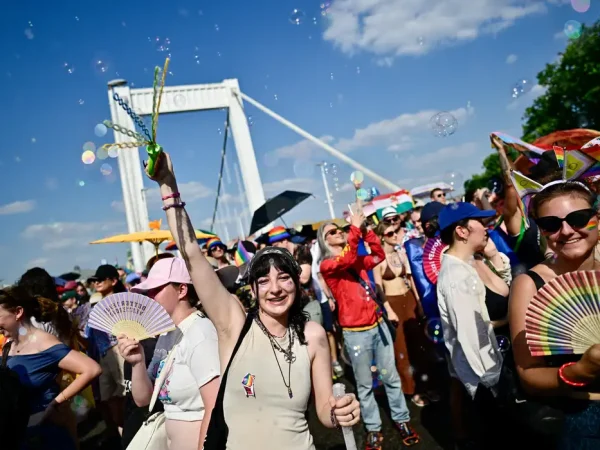 People attend the Budapest Pride March in Budapest, Hungary, June 27, 2026. REUTERS/Marton Monus