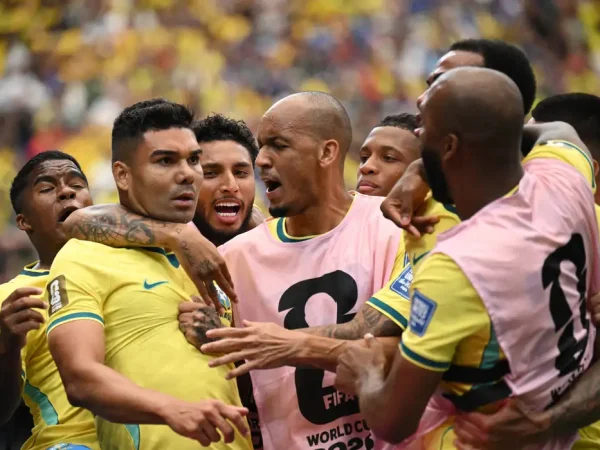 Soccer Football - FIFA World Cup 2026 - Round of 32 - Brazil v Japan - Houston Stadium, Houston, Texas, U.S. - June 29, 2026 Brazil's Casemiro celebrates scoring their first goal with teammates REUTERS/Annegret Hilse