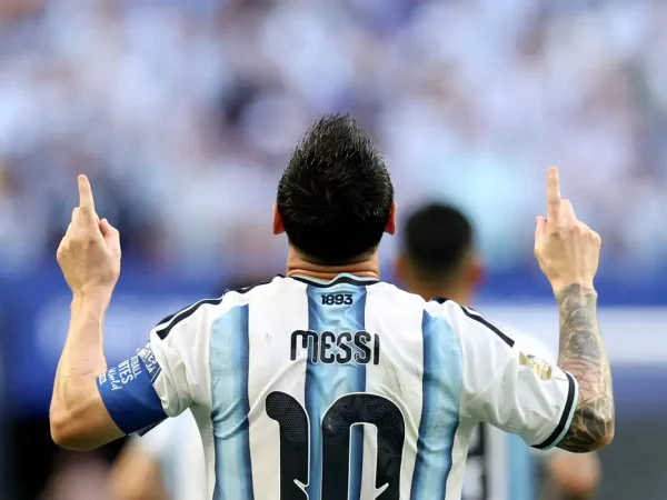 Soccer Football - FIFA World Cup 2026 - Round of 32 - Argentina v Cape Verde - Miami Stadium, Miami Gardens, Florida, U.S. - July 3, 2026
Argentina's Lionel Messi celebrates scoring their first goal REUTERS/Amanda Perobelli     TPX IMAGES OF THE DAY