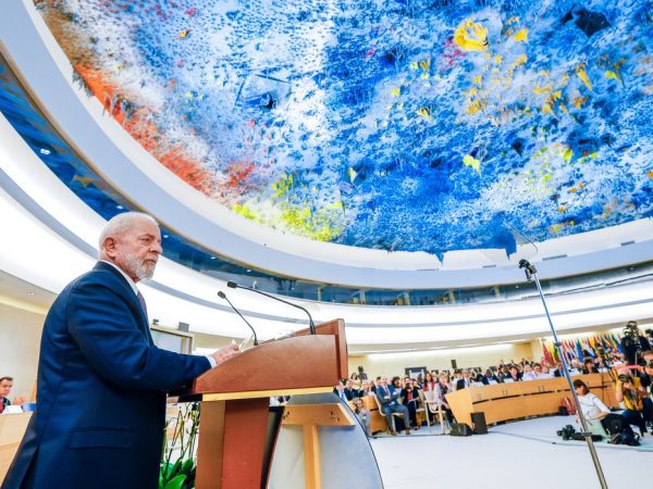 13.06.2024. Genebra, Suíça - Presidente da República, Luiz Inácio Lula da Silva, durante Sessão de Encerramento do Fórum Inaugural da Coalizão Global para a Justiça Social no âmbito da 112a Conferência Internacional do Trabalho, no Palácio das Nações.  
Foto: Ricardo Stuckert / PR