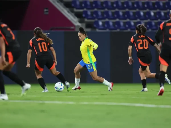 Equador, 25/07/2025 - Lance de jogo entre Brasil e Colômbia válido pela Copa América de futebol feminino. Foto: Lívia Villas Boas/CBF