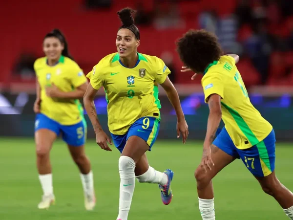 Quito, 29/07/2025 - Jogadoras da seleção brasileira de futebol comemoram gol durante partida contra o time do Uruguai, válido pela Copa América Feminina 2025. Foto: Lívia Villas Boas/CBF