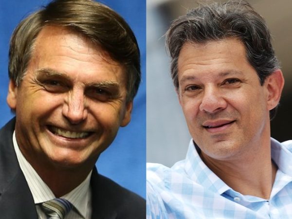 Nos votos totais, Jair Bolsonaro, do PSL, tem 49%, e Haddad, do PT, 36%. Pesquisa é a primeira do instituto no segundo turno das eleições (Crédito: Divulgação)
