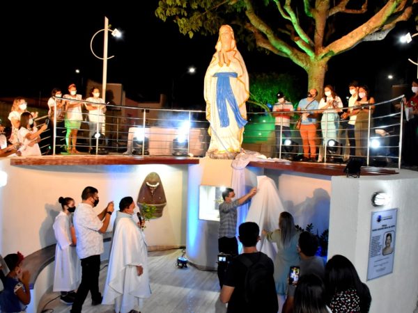 O encerramento das atividades aconteceu com o ato de inauguração do Santuário de Nossa Senhora de Lourdes. — Foto: Divulgação