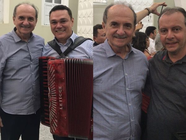 Desembargador Cláudio Santos com os prefeitos Amazan Silva e Isaías Cabral - Divulgação.