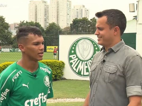 Gabriel Veron, durante a entrevista ao Esporte Fantástico — Foto: YouTube / Reprodução