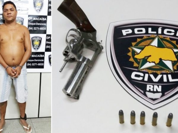 Um revólver calibre 38 foi apreendido com o suspeito (Foto: Divulgação/Polícia Civil)