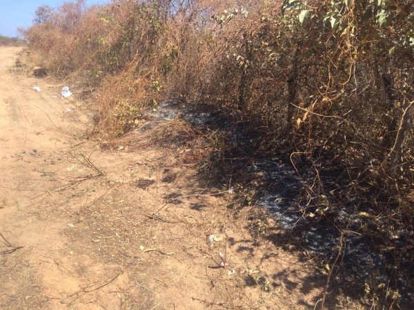 Homens foram encontrados mortos e com com os corpos queimados em uma estrada de barro em Mossoró — Foto: Hugo Andrade/Inter TV Costa Branca