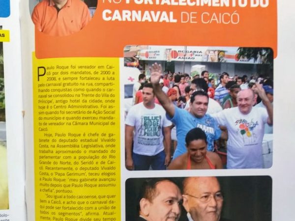 A revista enfatiza a sua luta como secretário e depois vereador pelo Carnaval gratuito na rua — Foto: Reprodução