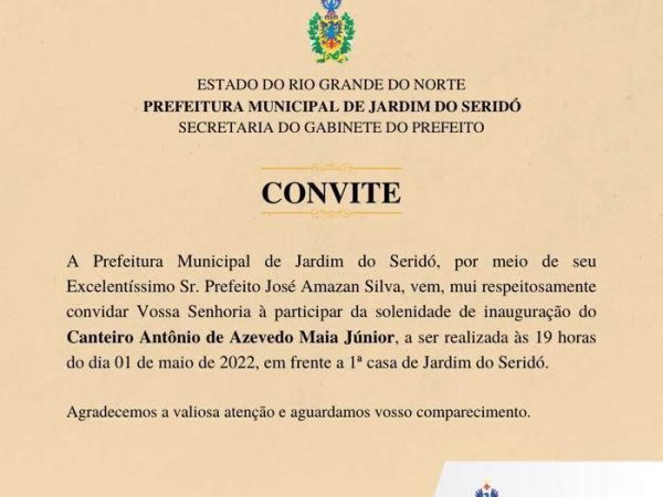 A solenidade de inauguração será realizada às 19 horas em frente à 1ª casa de Jardim do Seridó. — Foto: Divulgação