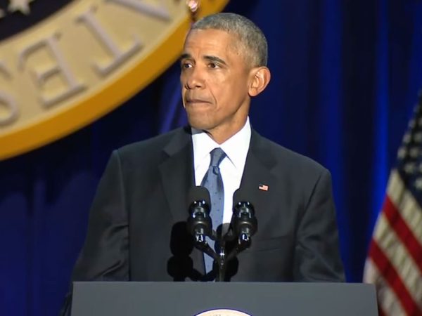 Barack Obama em discurso de despedida, na terça (10) (Foto: Reprodução/Youtube/White House)