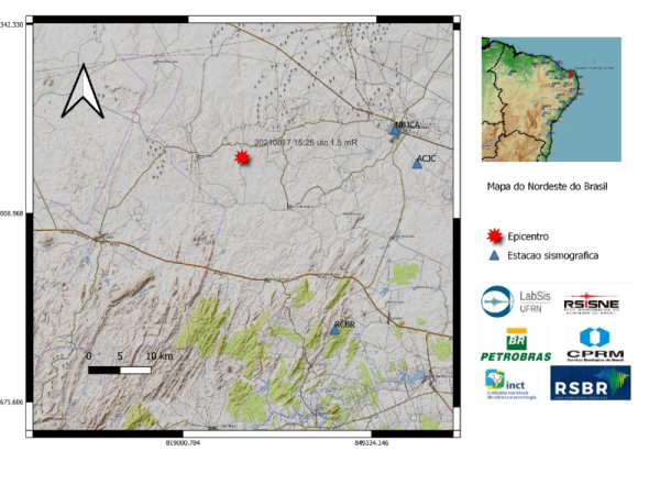 O LabSis/UFRN permanece monitorando e divulgando toda atividade sísmica da região Nordeste do país e do estado do Rio Grande do Norte em tempo real — Foto: Reprodução