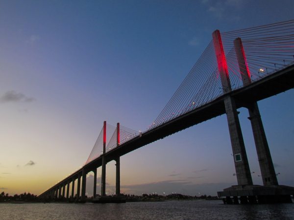 Com grades de proteção na ponte Newton Navarro, não haverá como se jogar do vão da estrutura — Foto: Wikipédia