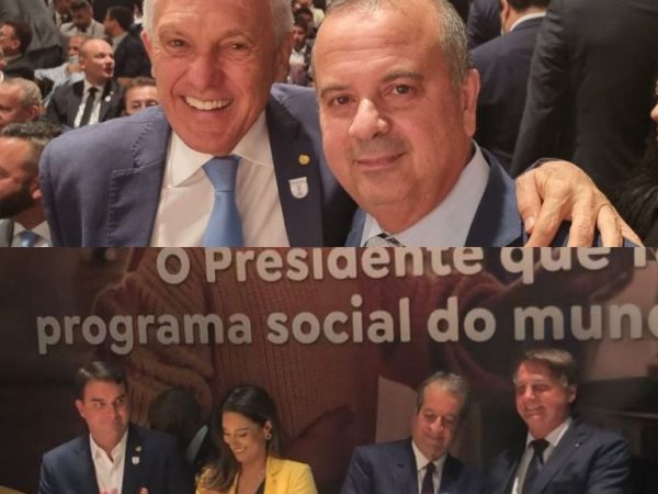 Deputado federal João Maia e o Ministro do Desenvolvimento, Rogério Marinho na filiação de Bolsonaro ao PL. — Foto: Divulgação