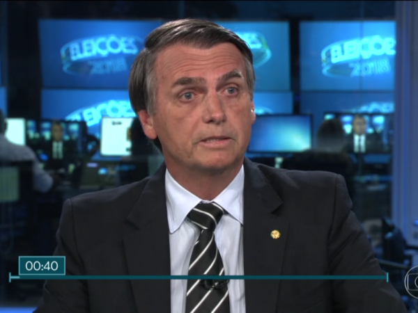 Jair Bolsonaro (PSL) é entrevistado no Jornal Nacional (Foto: Reprodução/TV Globo)