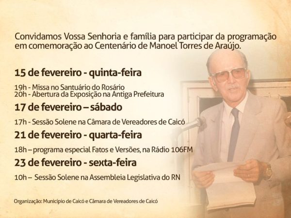 Centenário de Manoel Torres de Araújo (Divulgação)