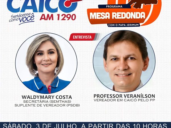 O Mesa Redonda com Vivaldo Costa vai ao ar neste sábado, a partir das 10 horas, na Rádio Caicó AM. — Foto: Divulgação