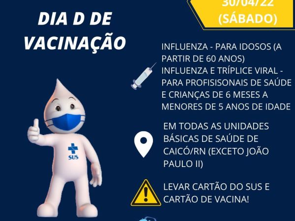 Todos devem portar Cartão do SUS e Cartão de Vacina. — Foto: Divulgação