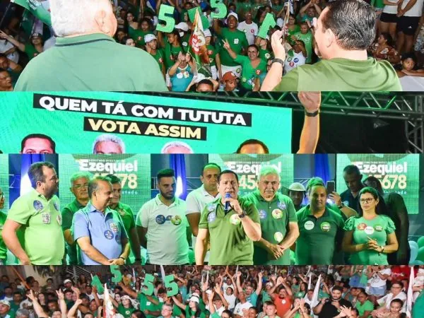 Candidato a deputado federal, o médico Dr. Pio comandou grandes comícios ao lado do deputado estadual Ezequiel Ferreira (PSDB). — Foto: Divulgação