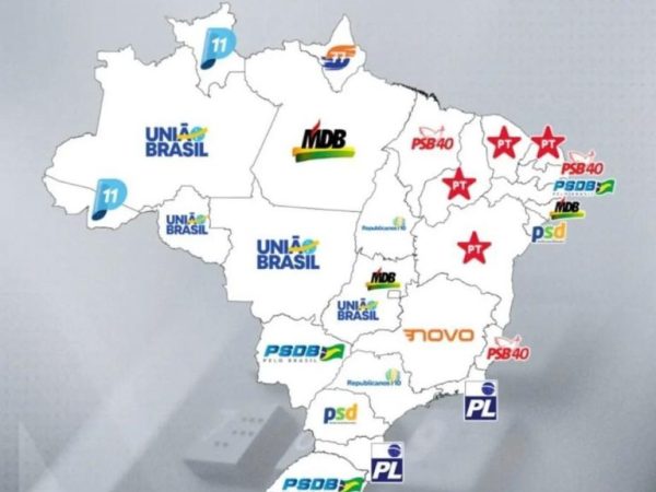 O União Brasil e o PT foram os partidos que mais “conquistaram” governos estaduais, com 4 estados cada. — Foto: Reprodução