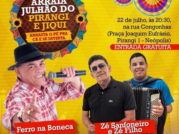 Arraiá Julhão terá como atrações, o Forró Ferro na Boneca e a dupla, Zé Sanfoneiro e Zé Filho. — Foto: Divulgação