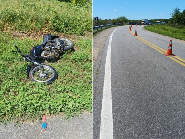 Acidente na BR-247 em Caicó deixou um motociclista morto — Foto: Divulgação/PRF