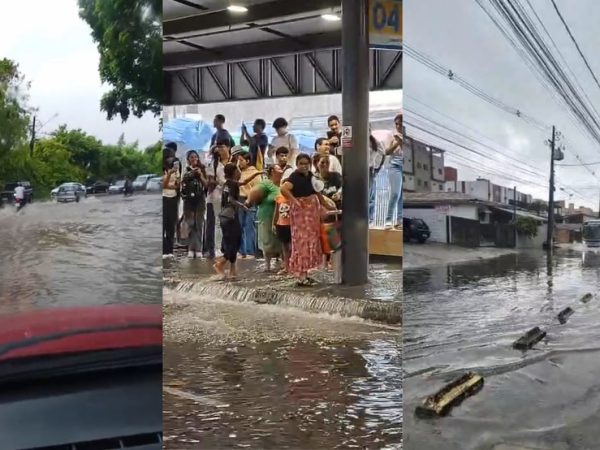 Fortes chuvas causam alagamentos em João Pessoa nesta quarta (8) — Foto: Reprodução/TV Cabo Branco