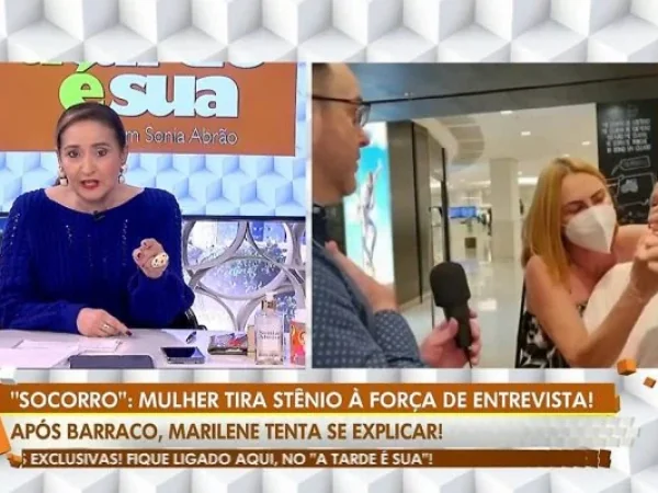 Marilene Saade interrompeu entrevista de ator com violência e foi criticada por apresentadora da RedeTV! — Foto: RedeTV!/Reprodução