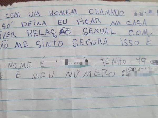 Bilhete deixado por vítima de abuso na PB levou polícia até suspeito — Foto: Polícia Civil da Paraíba/Divulgação