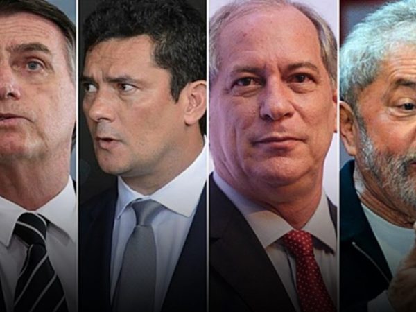 Os principais candidatos à Presidência: Bolsonaro, Moro, Ciro e Lula. — Foto: Reprodução
