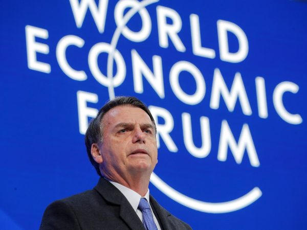 Presidente Jair Bolsonaro discursa no Fórum Econômico Mundial, em Davos, na Suíça — Foto: Arnd Wiegmann / Reuters