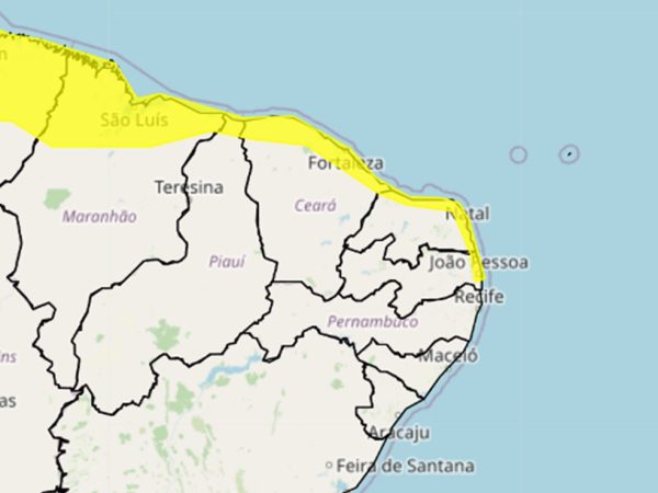 Alerta é da cor amarela para o litoral potiguar — Foto: Divulgação/Inmet
