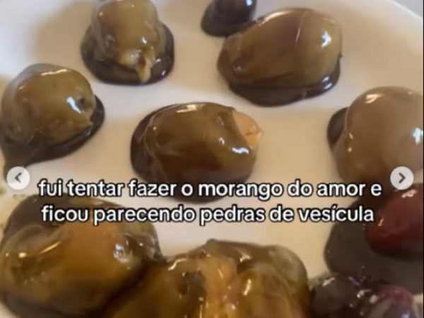 Receita de morango do amor que falhou — Foto: Reprodução