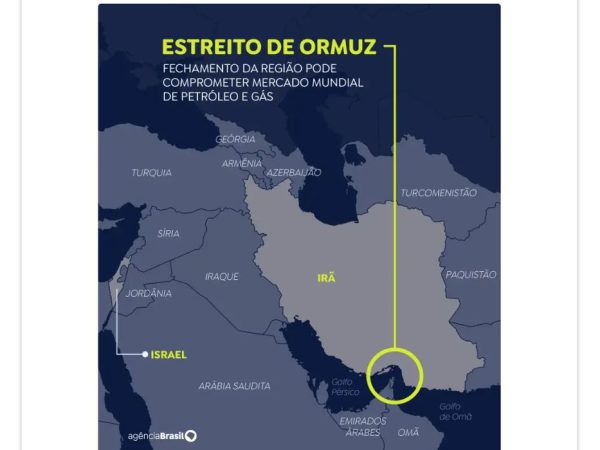 Mapa Estreito de Ormuz. Foto: Arte/EBC