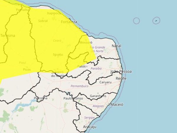 Inmet alerta para chuvas no RN — Foto: Divulgação/Inmet