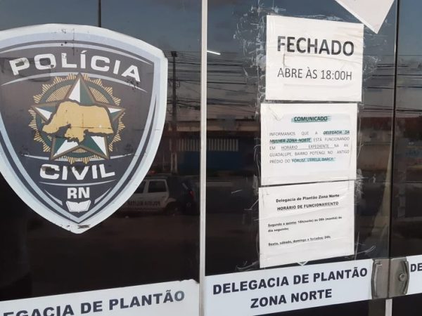 Delegacia de Plantão Zona Norte está fechada em Natal — Foto: Sérgio Henrique Santos/Inter TV Cabugi